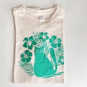 NWT Tropicat Tropical Kitten Green Flowers Tee T-Shirt Cat Lady Box Size XL
